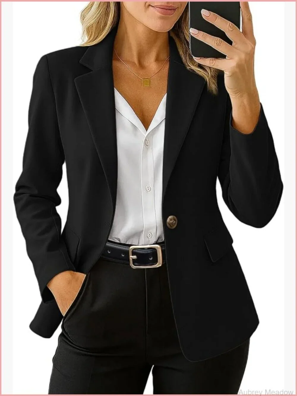 Open Front Long Sleeve Blazer with Pockets Business Casual Work Office Suit